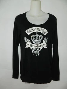 Faith Connexion T-Shirt Black "FAITH" Rhinestone Shirt Size Medium - Picture 1 of 9