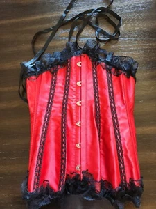 Red Satin and Lace Corset Size SMALL - Picture 1 of 4