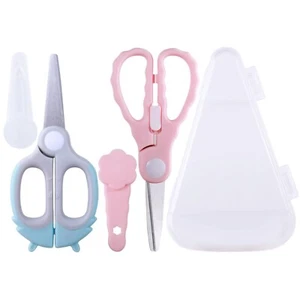 2pcs Portable Baby Food Scissors Kicthen Shears with Safety Lock Storage Case - Picture 1 of 7