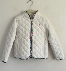 Lilly Pulitzer Girl's White & Multicolor Trim Quilted Fleece Jacket Size 6