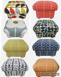 Footstool Orla Kiely Fabric Pouffe Foot Rest Multi Stem Tomato Linear Dandelion - Picture 1 of 44