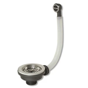 Piletta basket lavello cucina foro 90mm con troppo pieno tondo - attacco 1''1/2 - Foto 1 di 1