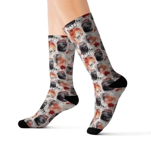 Watercolor Skulls Halloween Socks - Picture 1 of 13