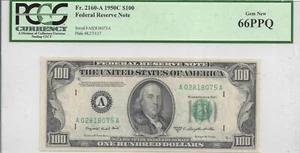 Fr. 2160A 1950C PCGS 66 PPQ $100 Boston A02818075A 18075 - Picture 1 of 2