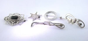 15.88 GRAMS FIVE ASSORTED STERLING SILVER BROOCH PIN CLOSEOUT ASJC28 - Picture 1 of 2