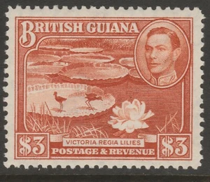 British Guiana MINT GVI 1938-52 $3 red-brown p12½ sg319 - Picture 1 of 2