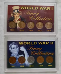 Wheat Penny Collection WW1 WW2 Moneda de Cobre Un Acero Lote de 2 - Imagen 1 de 6