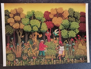vtg postcard art Josip Generalic Yugoslavian naive painting Berry Picking - Picture 1 of 3
