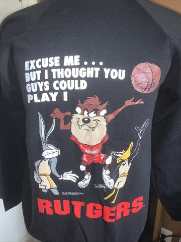 Vintage 1995 Looney Tunes RUTGERS Sweatshirt New with Tags Medium NWT Basketball Cover