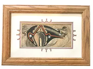 Navaho Sabbia Pittura Orso Struttura Legno Massello Doppio Opaco Firmato 13" Larghezza 9" Altezza - Foto 1 di 10