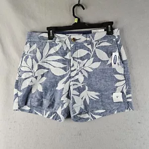 Old Navy Linen Blend Shorts Womens 8 Blue Floral Tropical Everyday Short Chino - Picture 1 of 11