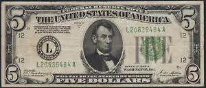 Fr.1952-L 1928B San Francisco $5 Gold on Demand Federal Reserve Note VF - Picture 1 of 2