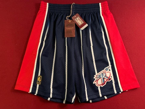 Mitchell & Ness Navy NBA Houston Rockets 1996-97 Swingman Road Shorts Size Large Cover