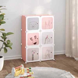 NNEVL Cube Storage Cabinet for Kids with 6 Cubes Pink PP - Picture 1 of 8