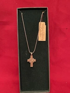 The Vatican Library Collection  Silver-Tone Cross Necklace 16" adjustable P4121 - Picture 1 of 4
