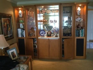 HUGE Solid Maple 120" Entertainment Center, bar, TV & sound center NR! - Picture 1 of 3