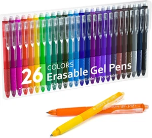 26 Colors Erasable Pens Clicker, Fine Point, Make Mistakes Disappear, - Picture 1 of 12