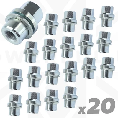 20pc Silver Alloy Wheel Nuts for Range Rover Classic 1986-94 27mm Flat Full Set - Image 1 of 4
