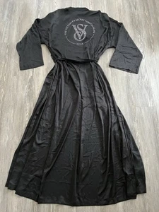 M/L NWT VICTORIA SECRET Fashion Show 2024 Black Bling Satin Long Robe NEW - Picture 1 of 2