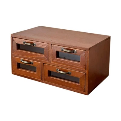 Desk Organizer with 4 Drawers Monitor Stand Riser for Tabletop Decorative Retro - Image 1 of 4