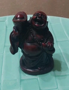 Happy Buddha Statue Figurine Mini Red Resin 2'' - Picture 1 of 5