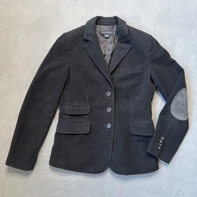 Banana Republic Blazer женщин 4 черная замша локоть нашивка конная куртка 2000-х - Изображение 1 из 4