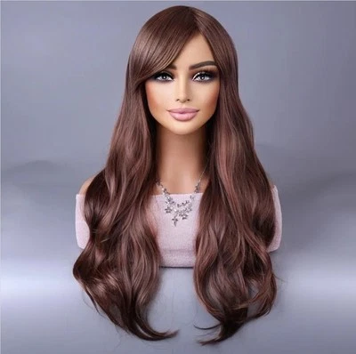 PELUCA - PELO LARGO MARRÓN CLARO ONDULADO CON FLEQUILLO Y CAPAS  Foto 1 de 4