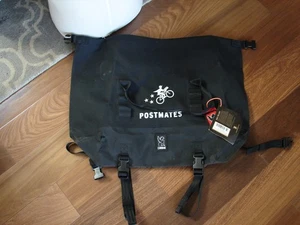 Bolsa de bicicleta Postmates cromada grande 24x18x8 portaequipajes delantero lona negra - Imagen 1 de 7