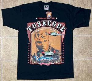 Vintage Tuskegee Airmen Red-tailed Angels T-Shirt Mens L Graphic Print NOS Y2K - Picture 1 of 13