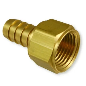 1/4" Hose x 1/4" NPTF Female Pipe Thread Brass Barb Fitting Adapter | 104-0404C - Picture 1 of 3