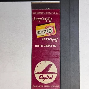 Capital Airlines Vintage 1950s Chiclets Gum Advertising Matchbook - Picture 1 of 3