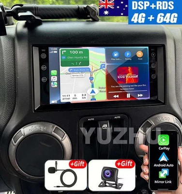 4+64GB For Jeep Wrangler JK 07-2018 Carplay Android 13 Car Stereo GPS Head Unit - image 1 of 4