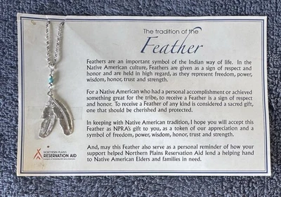 Collar de plumas de plata indio nativo americano Tradición de la pluma Foto 1 de 3