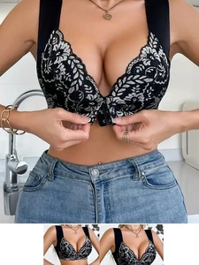 Push-Up BH Damen Vorderverschluss ohne Bügel Elegant comfort 2er Pack Spitzen - Bild 1 von 10