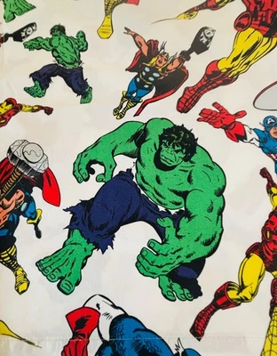 Pottery Barn Kids Marvel Comic Avengers Twin Size Flat Sheet Cotton Superheroes - Image 1 of 4