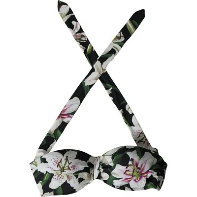 DOLCE & GABBANA Bikini Top Black Lily Halter Swimwear Beachwear IT1 / XS 360usd - Image 1 of 4