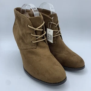 New HOT TOMATO Womens 9.5 Shoes Brown Lace Up Fall High Heels Booties - Picture 1 of 7