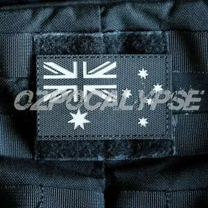 Black Australian Flag Reflective Patch - Army Military tactical commando anf - Picture 1 of 4