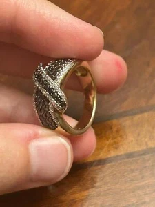 Anillo banda plata esterlina 925 tono oro 6,53g talla 7 g86 negro blanco - Imagen 1 de 6