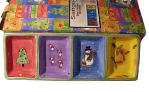 Sango Sweet Shoppe 4 Part Relish Tray Candy Dish Ceramic Sue Zipkin Christmas - Picture 1 of 7