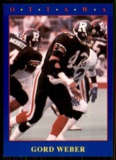 1990 JOGO CFL Gord Weber Ottawa Rough Riders #125