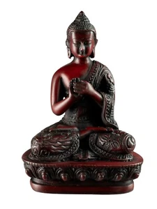 Statue Bouddha Vairochana dharmachakra mudra 13 cm Vairocana Fait au Népal #9386 - Imagen 1 de 8