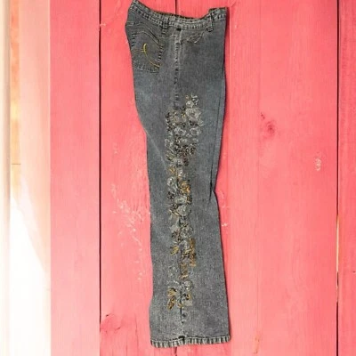 Женщин выцветший черный Metrostyle полная длина эластичной Jean твердого размера 12 цветочный пат... - Изображение 1 из 4