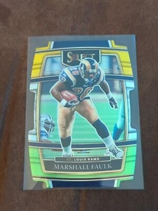 2021 Select Die Cut Yellow & Green Marshall Faulk #93 Concourse Level Rams - Bild 1 von 2