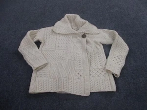 Carraig Donn Sweater Adult L Cream Wool Cardigan Button Heavy Outdoors Womens - Picture 1 of 9