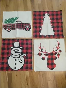 $Clearance$ Set of 4 Christmas Holiday Throw Pillow Covers Decor 18"x18" NEW F6 - Picture 1 of 7