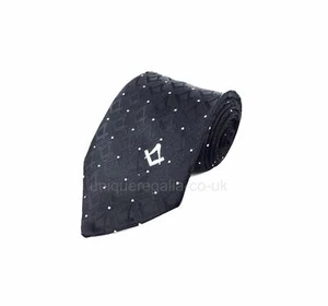 Corbata de seda negra Masonic Craft Mason con lunares y brújula cuadrada - Imagen 1 de 3