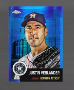 JUSTIN VERLANDER 2022 Topps Chrome Platinum #458 BLUE PRISM REFRACTOR ASTROS - Picture 1 of 2