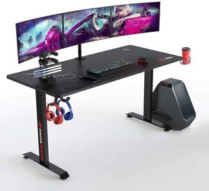 SEVEN WARRIOR Gaming Desk 60 INCH, T- Shaped Carbon Fiber Surface Computer Desk