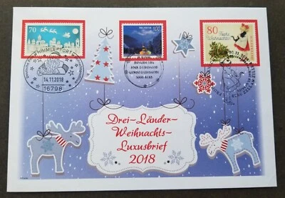 [SJ] Germany Austria Switzerland Joint Issue Christmas 2018 (joint FDC *diff PMK - Image 1 of 4